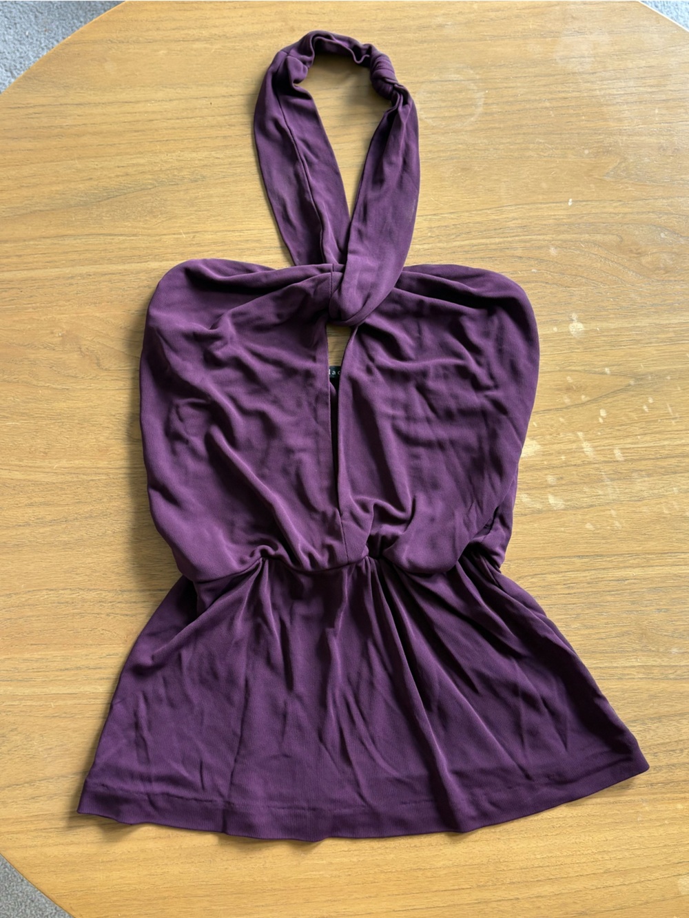 Women’s Black Halo Deep Purple Halter Top with Cinched Waist